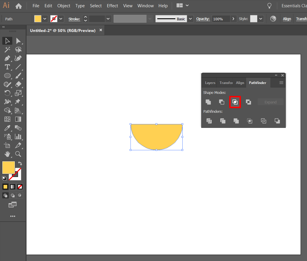 how to combine objects in illustrator pathfinder effects intersect