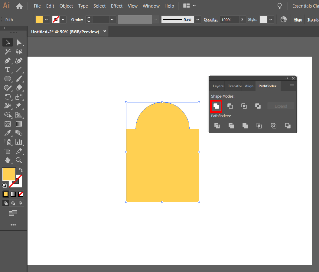 how to combine objects in illustrator pathfinder effects unite