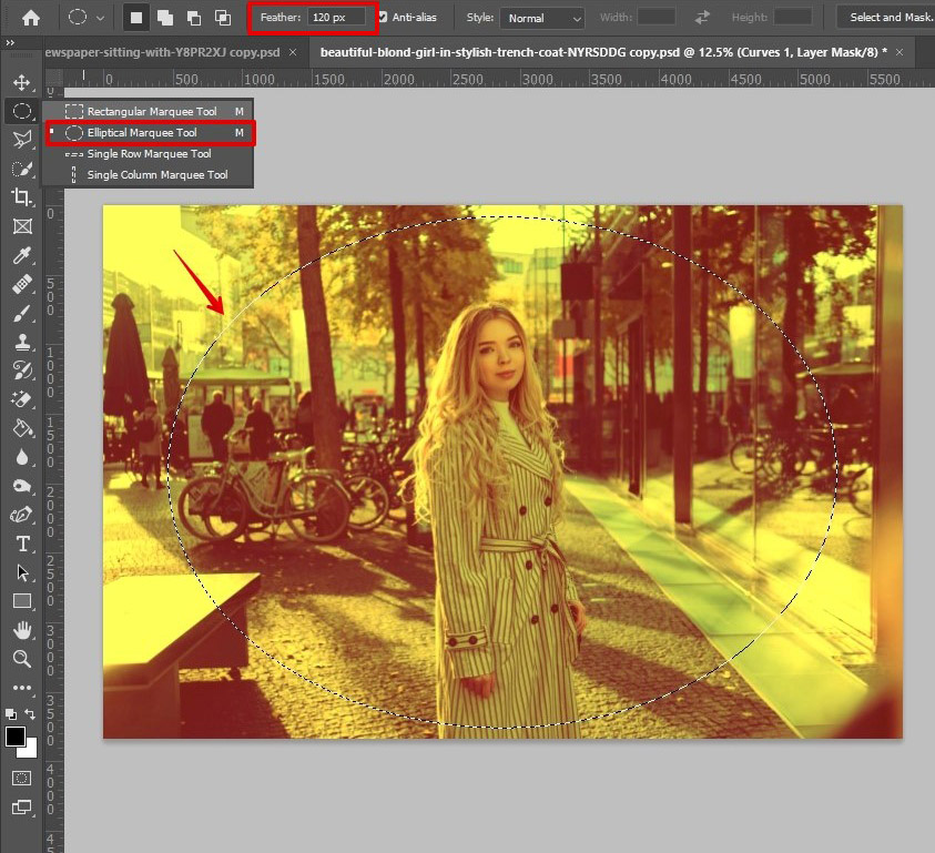 how to make a photo look vintage marquee tool vignette