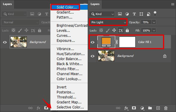 how to make a photo look vintage solid color fill
