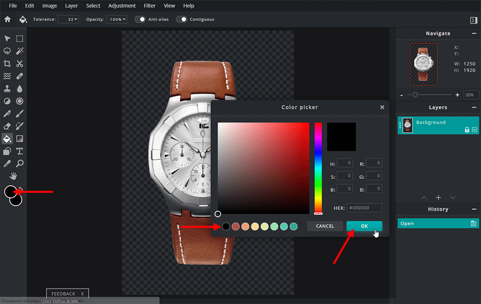 how to make the background of a picture black in pixlr