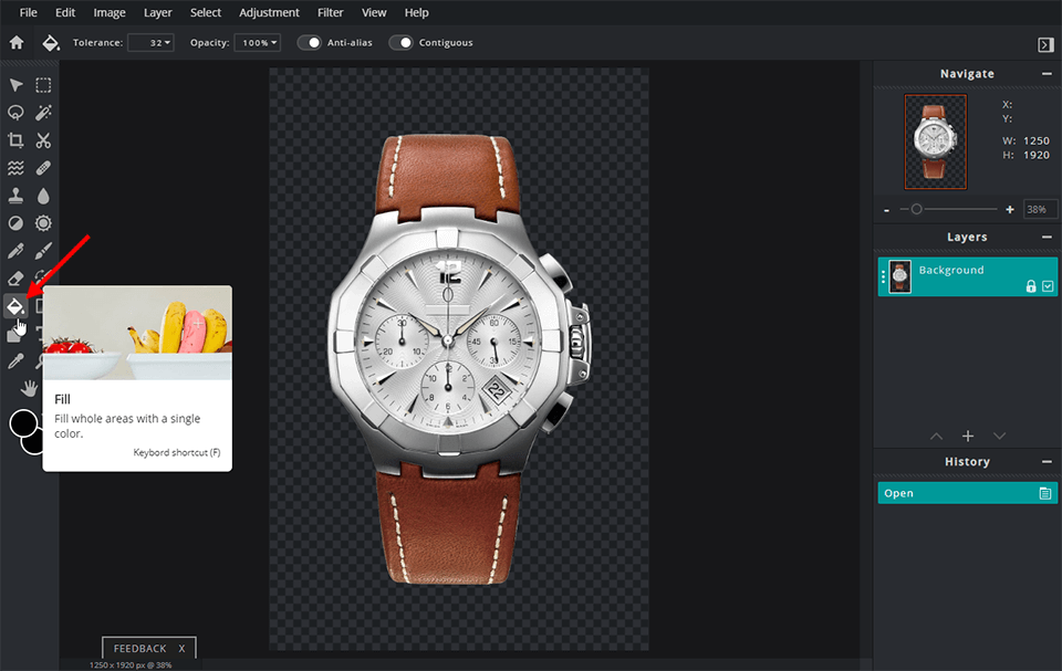 how to make the background of a picture black in pixlr fill