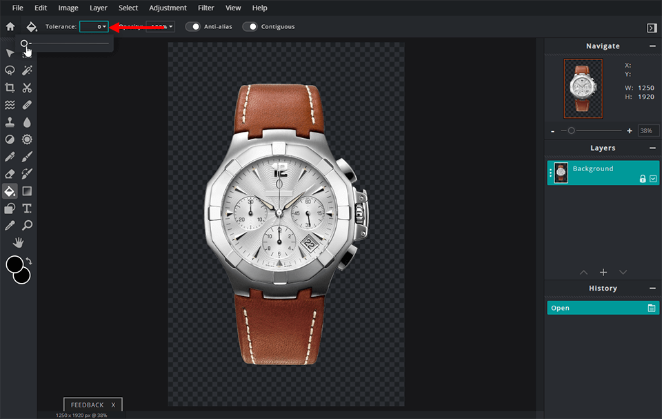 how to make the background of a picture black in pixlr tolerance