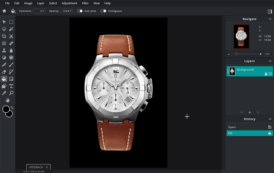 how to make the background of a picture black in pixlr