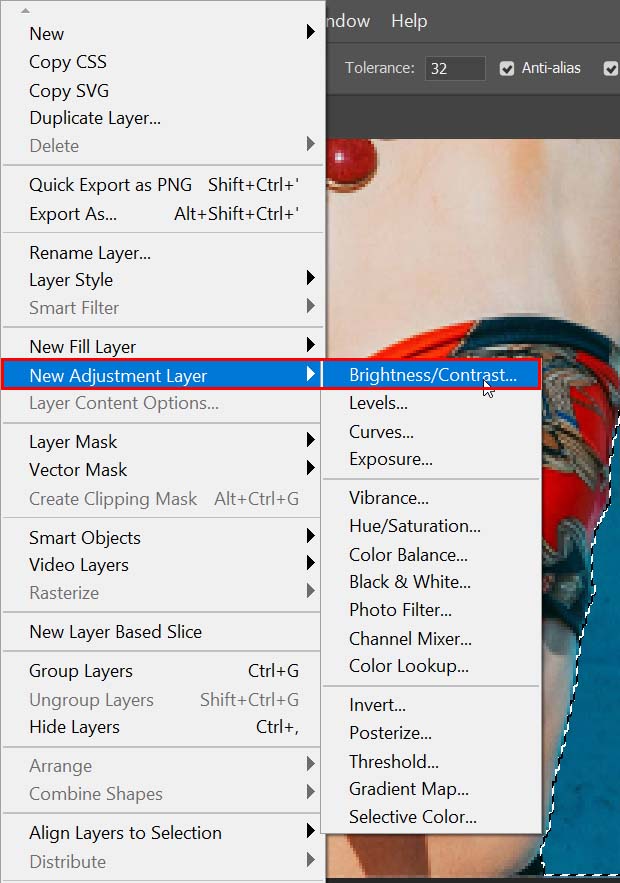كيفية إزالة الظلال في photoshop طبقة جديدة
