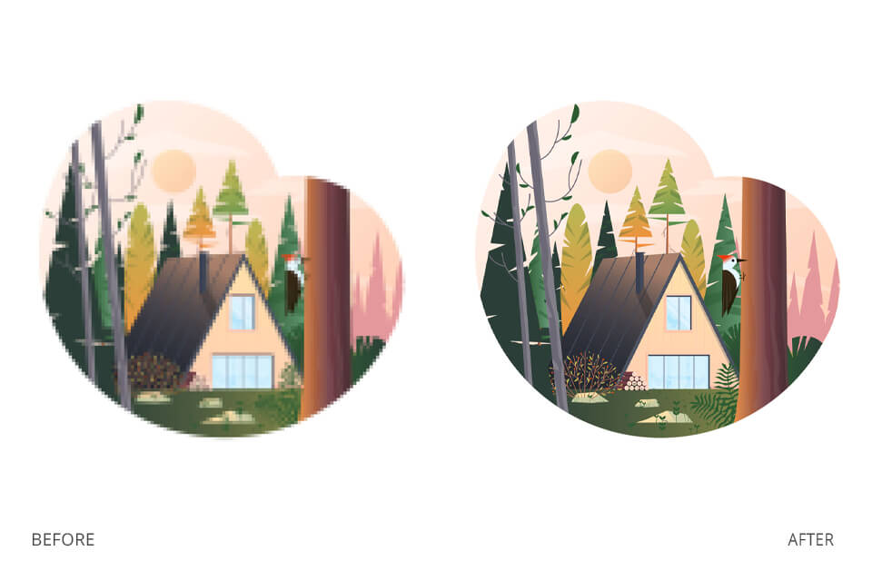 how to vectorize an image in illustrator before after