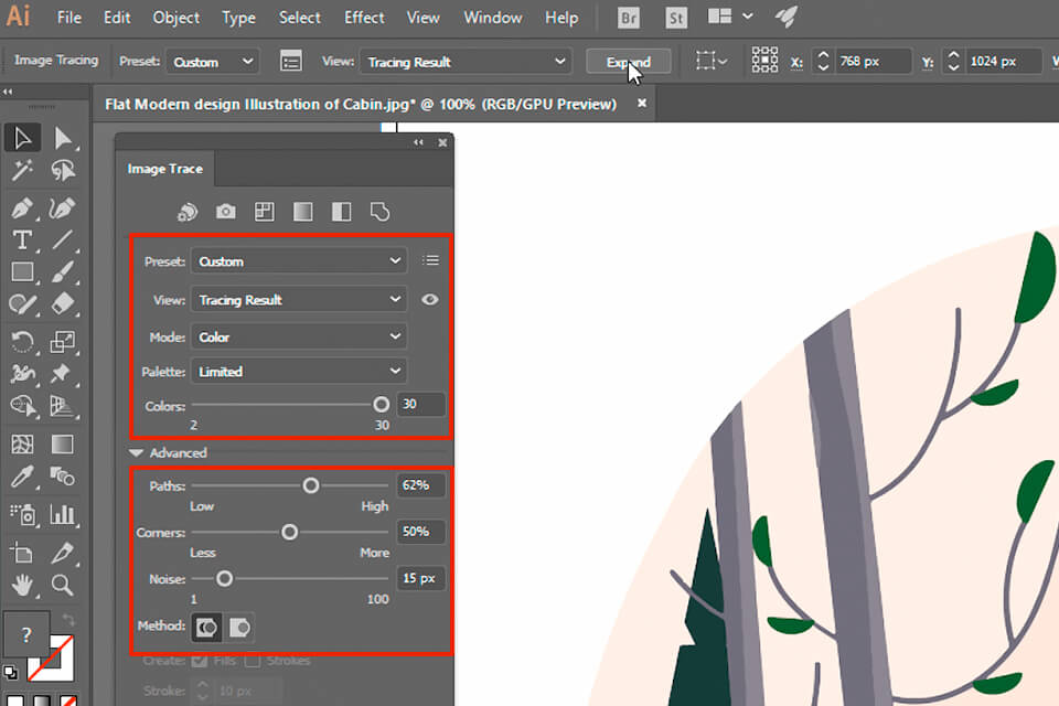 how to vectorize an image in illustrator mode