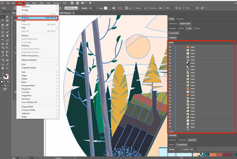 how to vectorize an image in illustrator ungroup