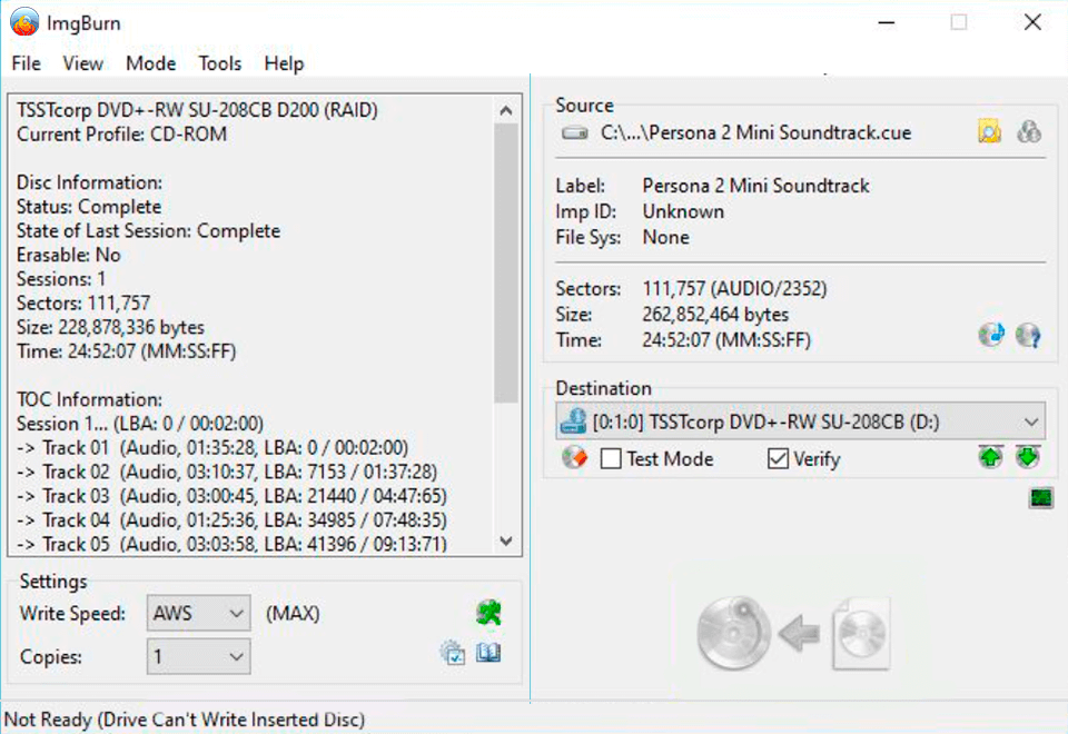 іmgburn dvd to mp4 converter interface