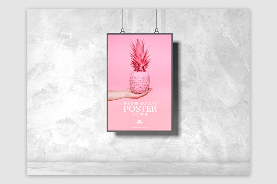 indoor hanging poster mockup