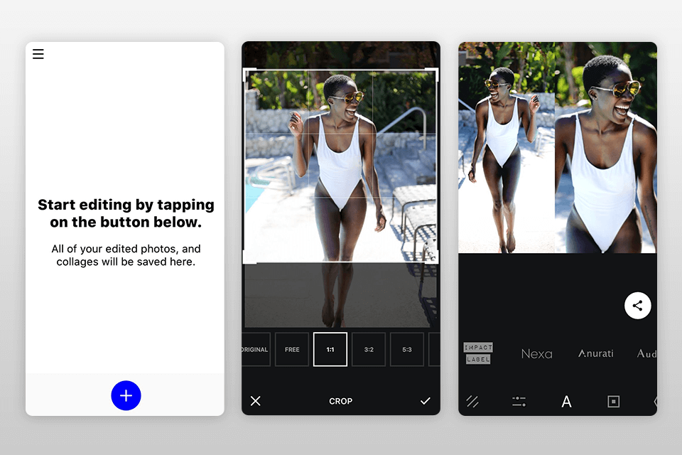 instasize photo square app interface