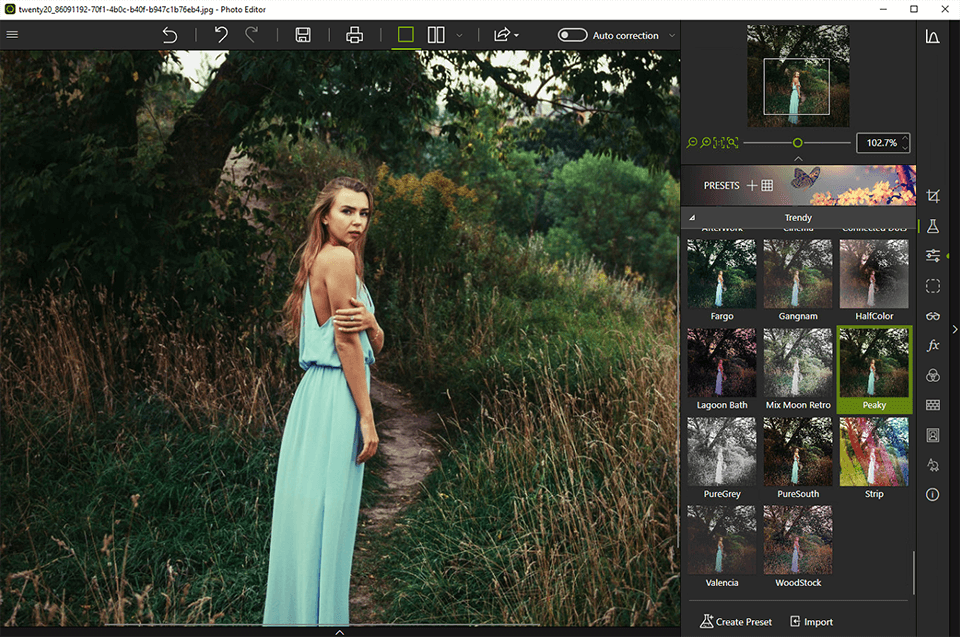 interfaz de editor de fotos inpixio iniciada