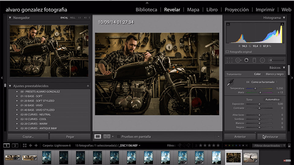 interfaz de lightroom 6 
