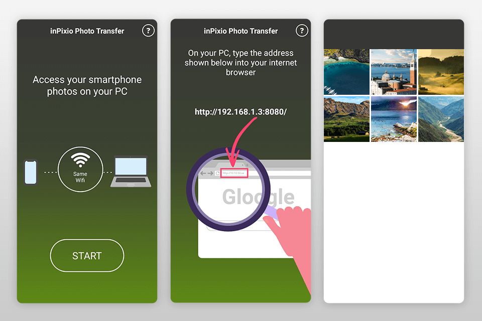 interfaz de transferencia de fotos inpixio