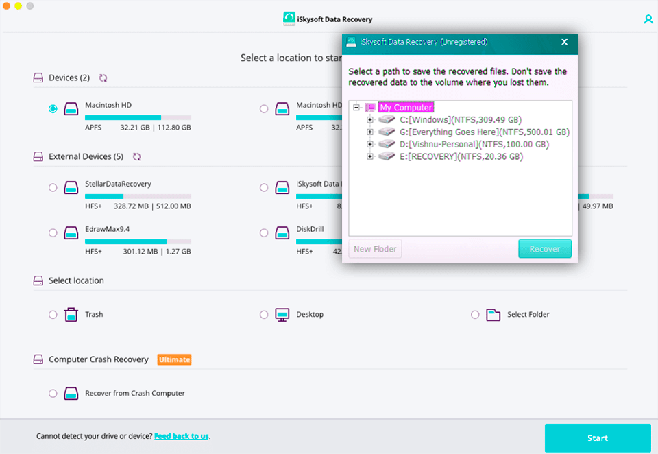 iskysoft interface sd card recovery software