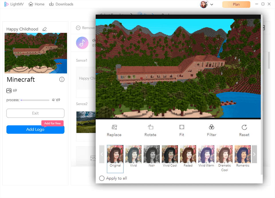 lightmv minecraft animation maker interface