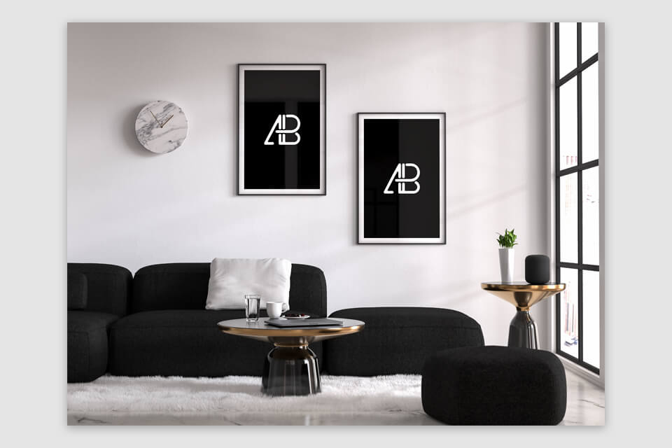 living room poster mockup