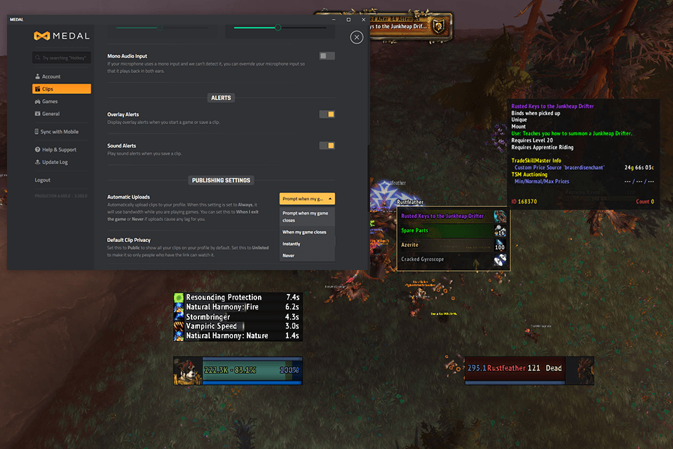 medal game recording software interface