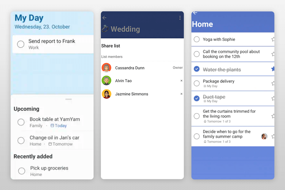 microsoft to do student planner app interface