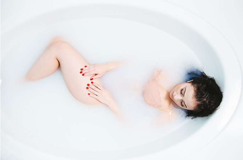 milk bath photography concept