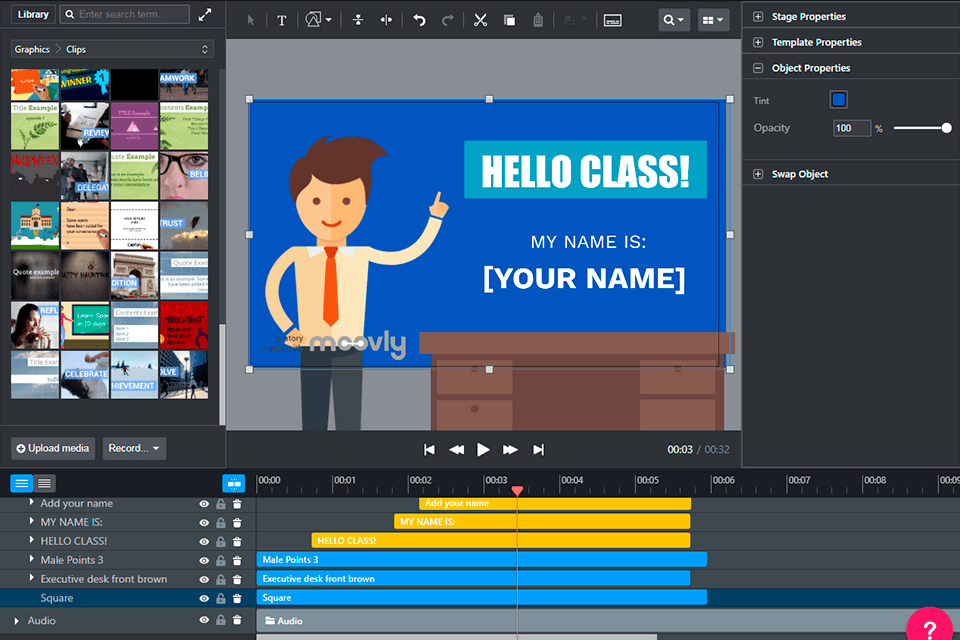 moovly video tutorial software interface