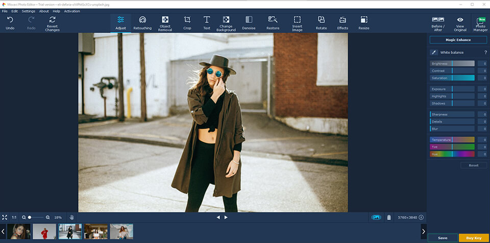movavi photo editor interface