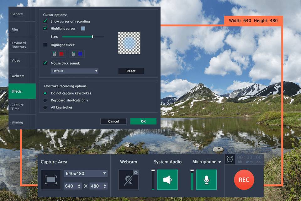 movavi screen recorder no watermark interface