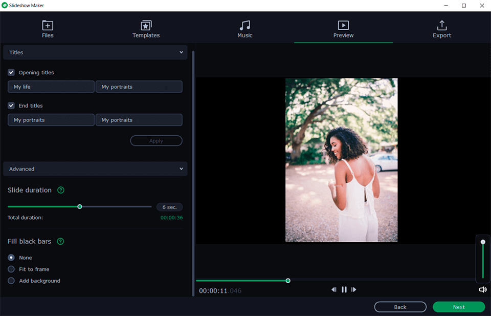 interface de création de diaporamas movavi