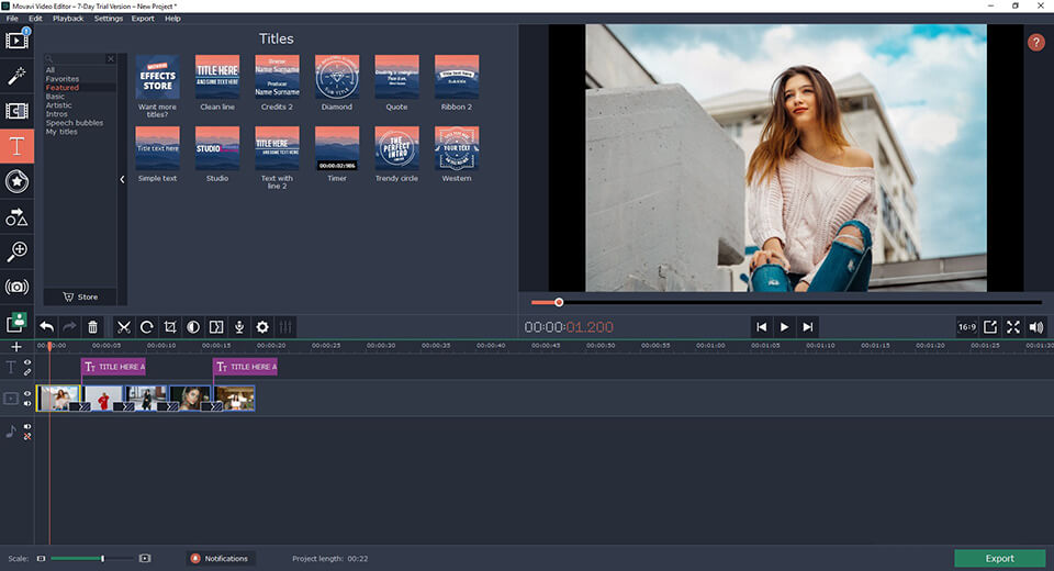 movavi video editor interface