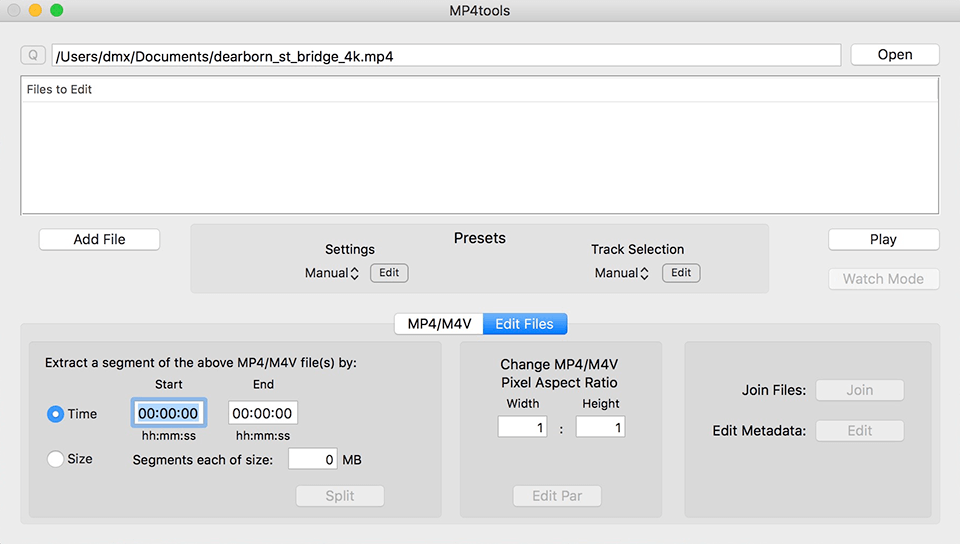 mp4tools video splitter interface