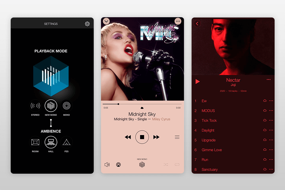 new monaural best music player for iphone interface