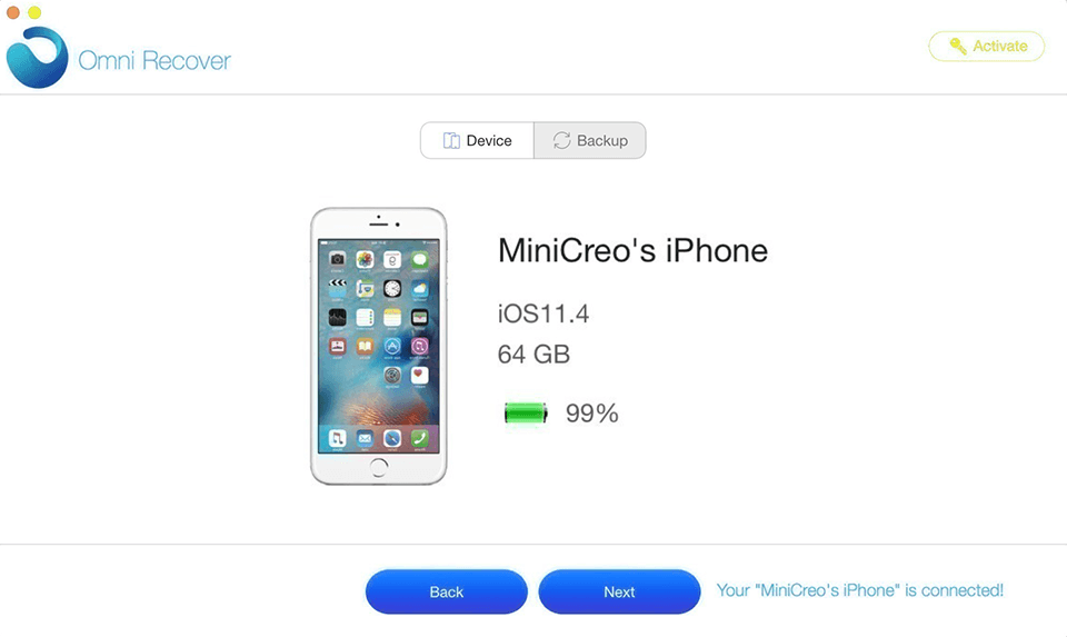 omni recover minicreo software interface