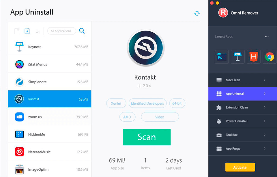 omni remover minicreo software interface