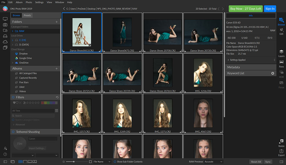 on1 photo raw import and organize photos