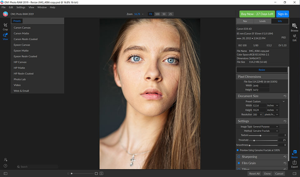 on1 photo raw resize and sharing photos