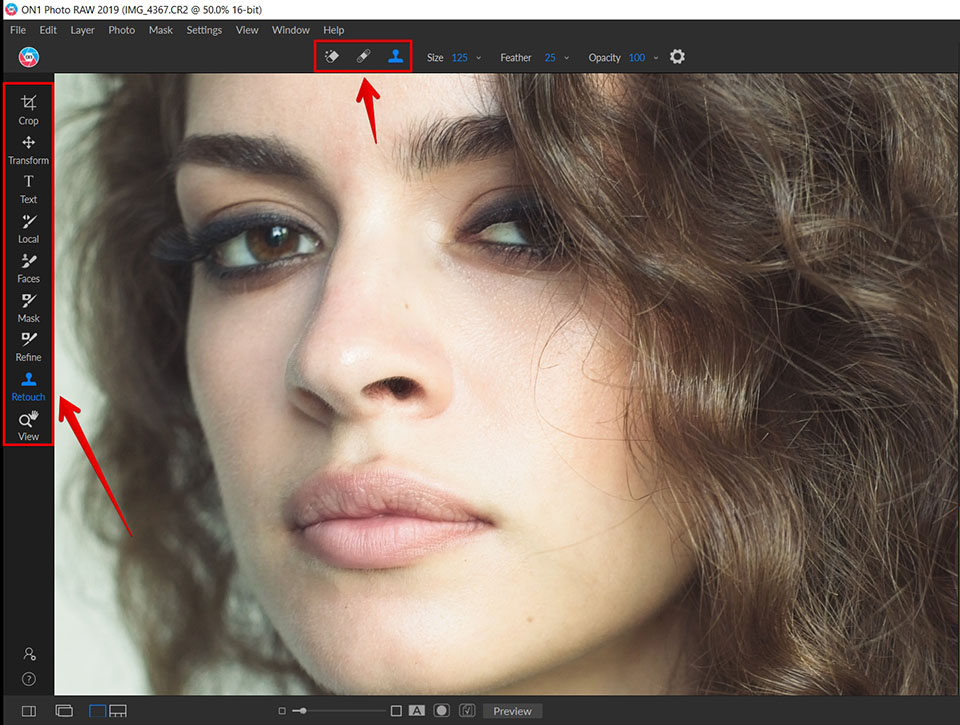 on1 photo raw retouching functions
