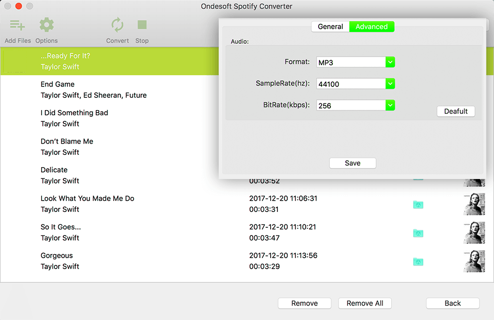 ondesoft spotify converter download interface
