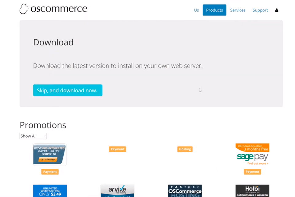 oscommerce open source ecommerce platform interface