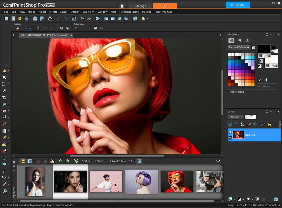 paintshop pro editing menu