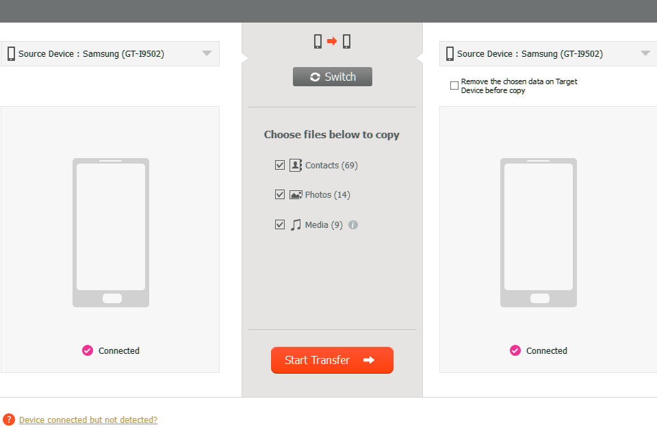 phone transfer recovery android review interface