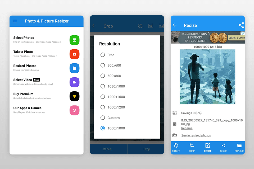 photo and picture resizer photo square app logo