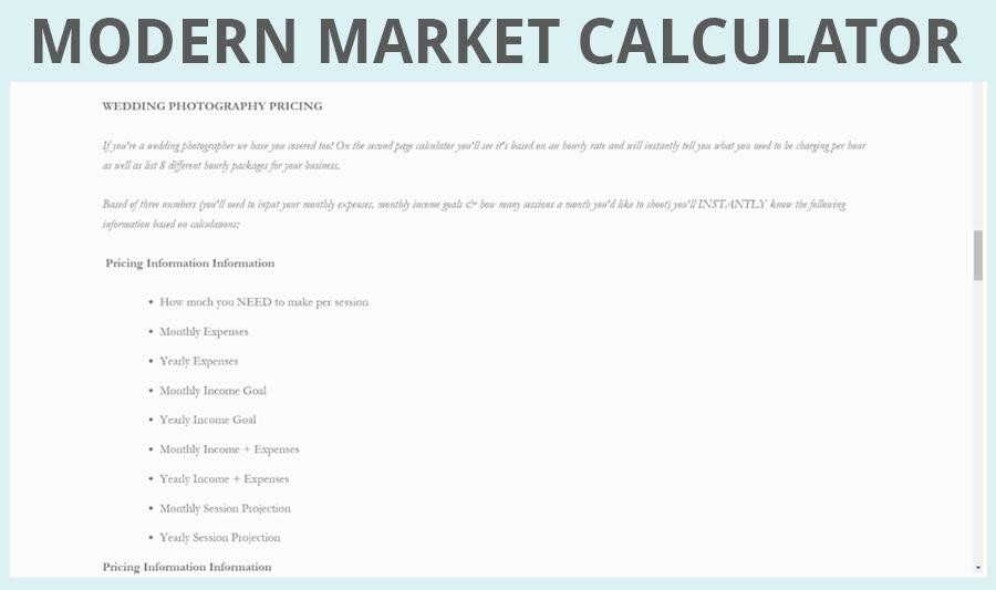photography pricing calculator