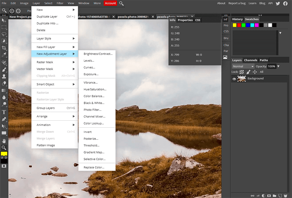 photopea for linux interface
