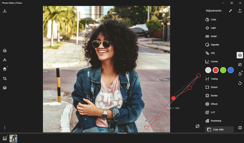 polarr pro adjustments fix curves