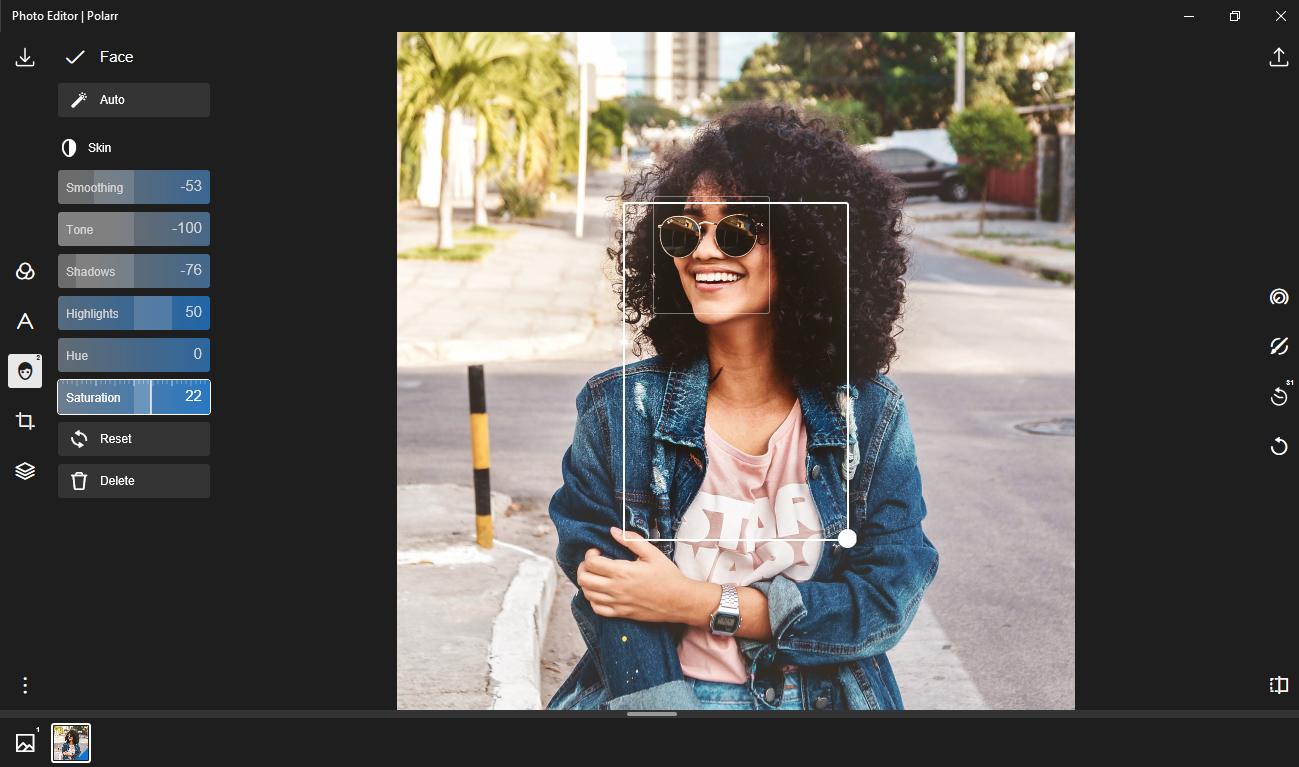polarr pro retouch fix face