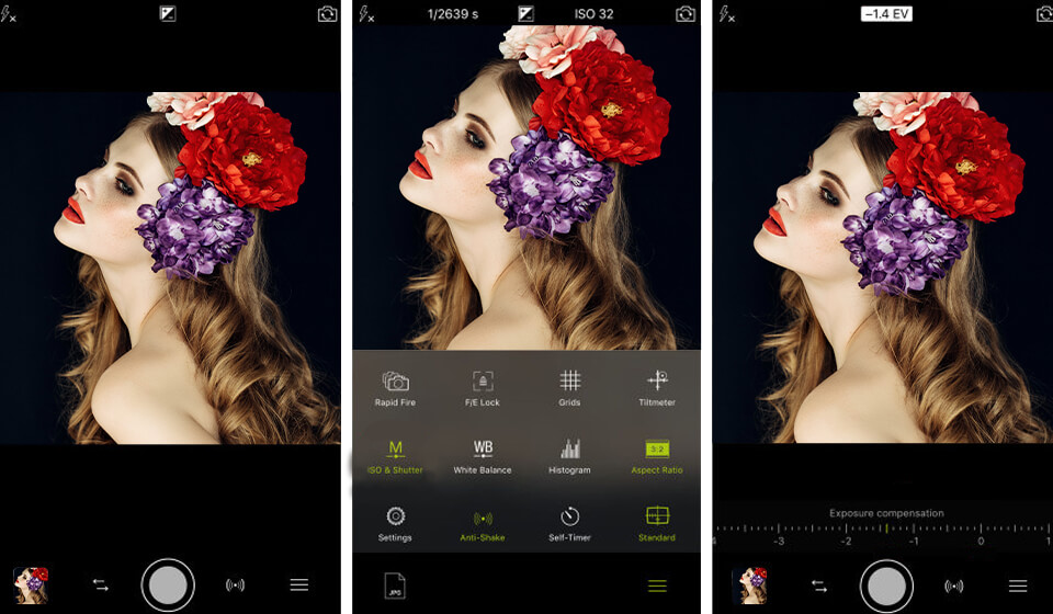 procamera iPhone camera app interface
