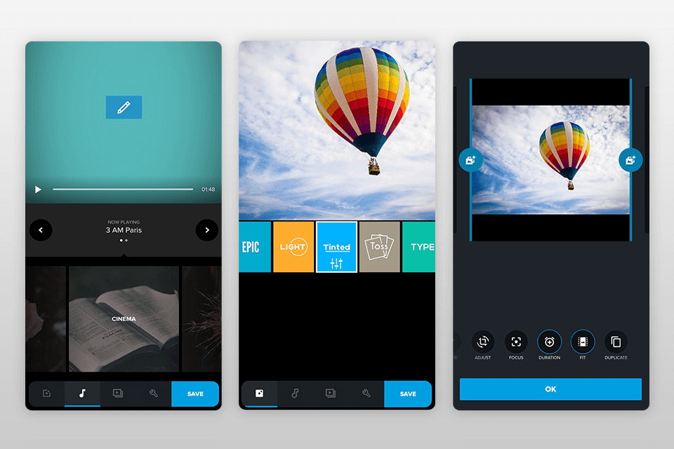 quik video editor for android interface