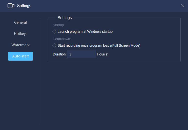 recmaster software interface auto start