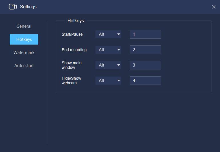 recmaster software interface hotkeys