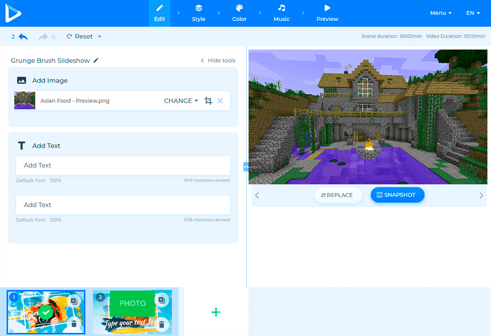 renderforest minecraft animation maker interface